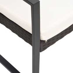 Banc de jardin à 3 places avec coussins marron PP rotin 647664647664