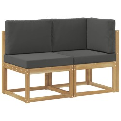 Canapé d’extérieur milieu et coin avec coussin 2 Pièce Blanc 647667647667