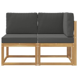 Canapé d’extérieur milieu et coin avec coussin 2 Pièce Blanc 647667647667