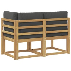 Canapé d’extérieur milieu et coin avec coussin 2 Pièce Blanc 647667647667