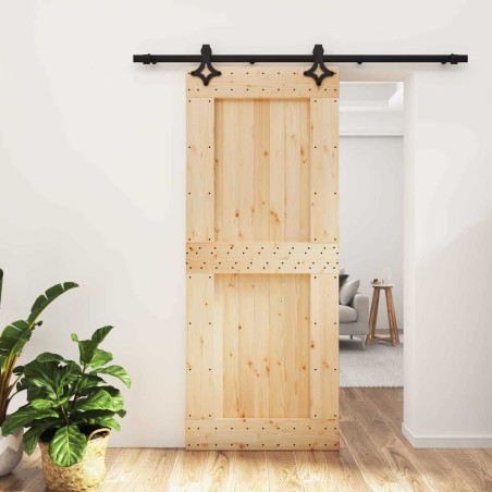 Porte coulissante Naturel et noir 85 x 210 cm 647671647671