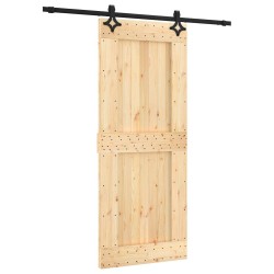 Porte coulissante Naturel et noir 85 x 210 cm 647671647671