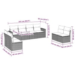 Salon de jardin 8 pcs avec coussins marron résine tressée 647677647677