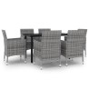 Ensemble à manger de jardin coussins 7 pcs Résine tressée Verre 647681647681