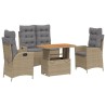 Ensemble à manger de jardin coussins 4 pcs beige résine tressée 647682647682