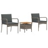Ensemble bistro de jardin avec coussin 3 pcs Gris polyrotin 647683647683
