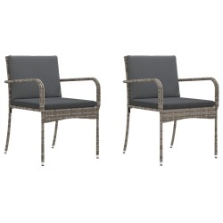 Ensemble bistro de jardin avec coussin 3 pcs Gris polyrotin 647683647683