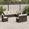 Salon de jardin 8 pcs avec coussins marron résine tressée 647686647686