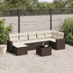 Salon de jardin 8 pcs avec coussins marron résine tressée 647688647688
