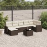 Salon de jardin 8 pcs avec coussins marron résine tressée 647688647688