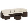 Salon de jardin 8 pcs avec coussins marron résine tressée 647688647688