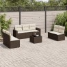 Salon de jardin 8 pcs avec coussins marron résine tressée 647691647691