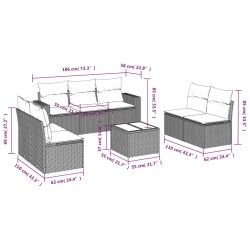 Salon de jardin 8 pcs avec coussins marron résine tressée 647691647691