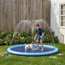 Tapis de Splash pour Enfants et Chiens Bleu Ø150 x 10 cm PVC 647693647693