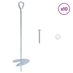 Ancre de terre 10 pcs Argenté Ø10 x 40 cm Métal galvanisé 647697647697