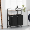 Panier à linge à 2 compartiments avec étagères chêne fumé 647701647701
