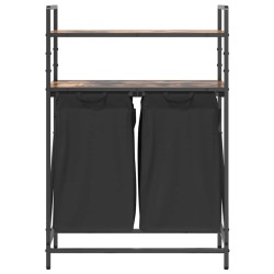 Panier à linge à 2 compartiments avec étagères chêne fumé 647701647701