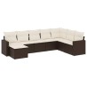 Salon de jardin 8 pcs avec coussins marron résine tressée 647714647714