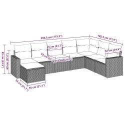 Salon de jardin 8 pcs avec coussins marron résine tressée 647714647714