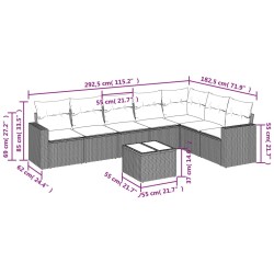 Salon de jardin 8 pcs avec coussins marron résine tressée 647715647715