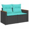 Salon de jardin 7 pcs avec coussins noir résine tressée 647728647728