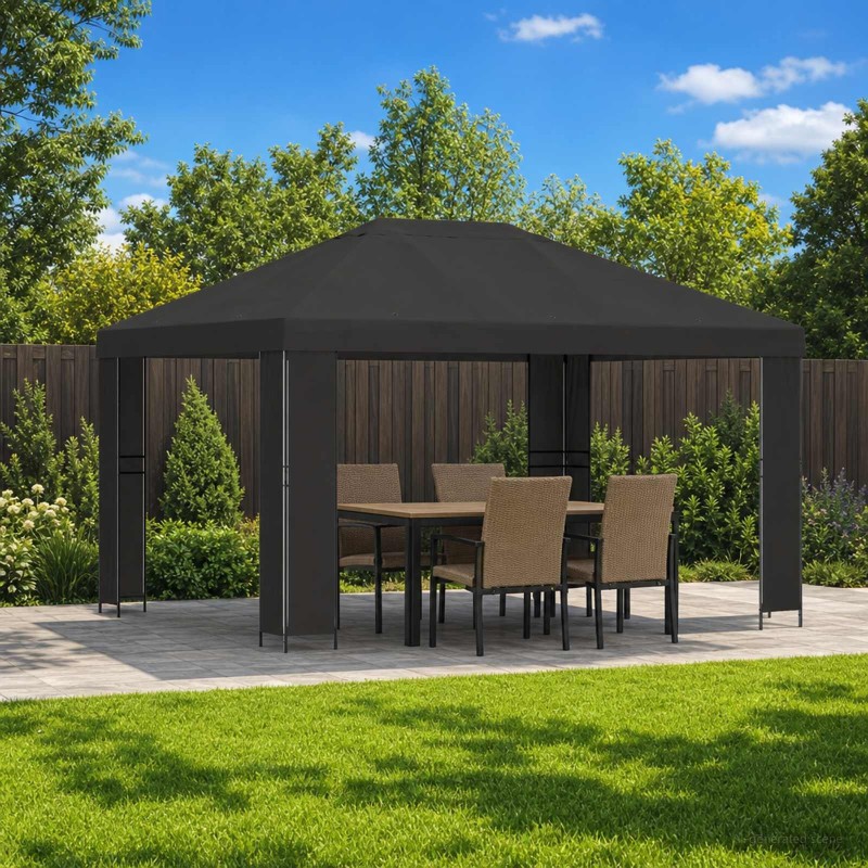 Pavillon 4 × 3 m Anthracite Polyester et Acier 190 gsm 647729647729