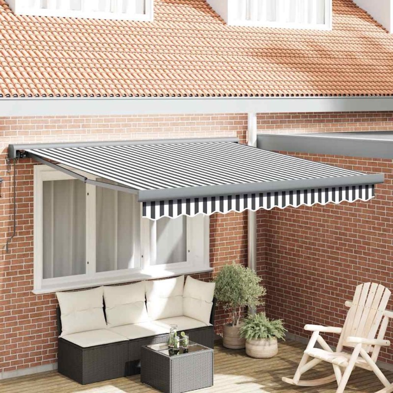 Auvent rétractable anthracite/blanc 3x2,5 m tissu et aluminium 647734647734