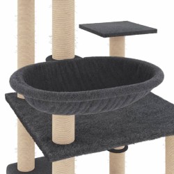 Arbre à chat avec griffoirs en sisal gris foncé 141 cm 647736647736