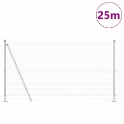 Clôture en fil soudé avec base en béton 25 x 1,2 m Argenté 647741647741