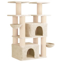 Arbre à chat avec poteaux à griffer en sisal 2 pc Crème 147 cm 647751647751