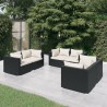 Salon de jardin 6 pcs avec coussins Résine tressée Noir 647753647753