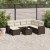 Salon de jardin 8 pcs avec coussins marron résine tressée 647754647754