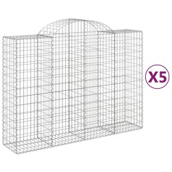 Paniers à gabions arqués 5 pcs 200x50x140/160 cm Fer galvanisé 647756647756