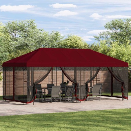 Gazebo avec murs latéraux 6 x 3 m Bordeaux Polyester et Acier 647757647757