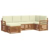 Ensemble de canapé d'angle avec coussin 6 pcs Naturel et Crème 647763647763