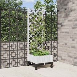 Bac de jardin avec treillis et roues Blanc 40 x 40 x 131,5 cm 647771647771