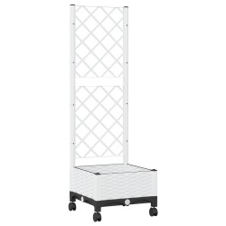Bac de jardin avec treillis et roues Blanc 40 x 40 x 131,5 cm 647771647771