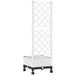 Bac de jardin avec treillis et roues Blanc 40 x 40 x 131,5 cm 647771647771