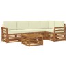 Ensemble de canapé d'angle avec coussin 6 pcs Naturel et Crème 647775647775