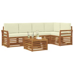 Ensemble de canapé d'angle avec coussin 6 pcs Naturel et Crème 647775647775