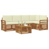 Ensemble de canapé d'angle avec coussin 6 pcs Naturel et Crème 647775647775