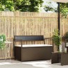 Banc de rangement de jardin avec coussin marron résine tressée 647777647777