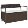 Banc de rangement de jardin avec coussin marron résine tressée 647777647777