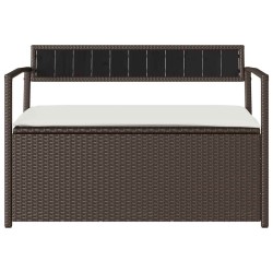 Banc de rangement de jardin avec coussin marron résine tressée 647777647777