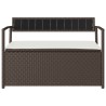 Banc de rangement de jardin avec coussin marron résine tressée 647777647777
