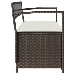 Banc de rangement de jardin avec coussin marron résine tressée 647777647777