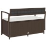 Banc de rangement de jardin avec coussin marron résine tressée 647777647777