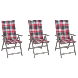 Chaises inclinables de jardin lot de 3 et coussins Bois acacia 647780647780