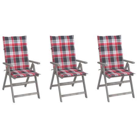 Chaises inclinables de jardin lot de 3 et coussins Bois acacia 647780647780