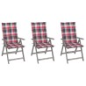 Chaises inclinables de jardin lot de 3 et coussins Bois acacia 647780647780
